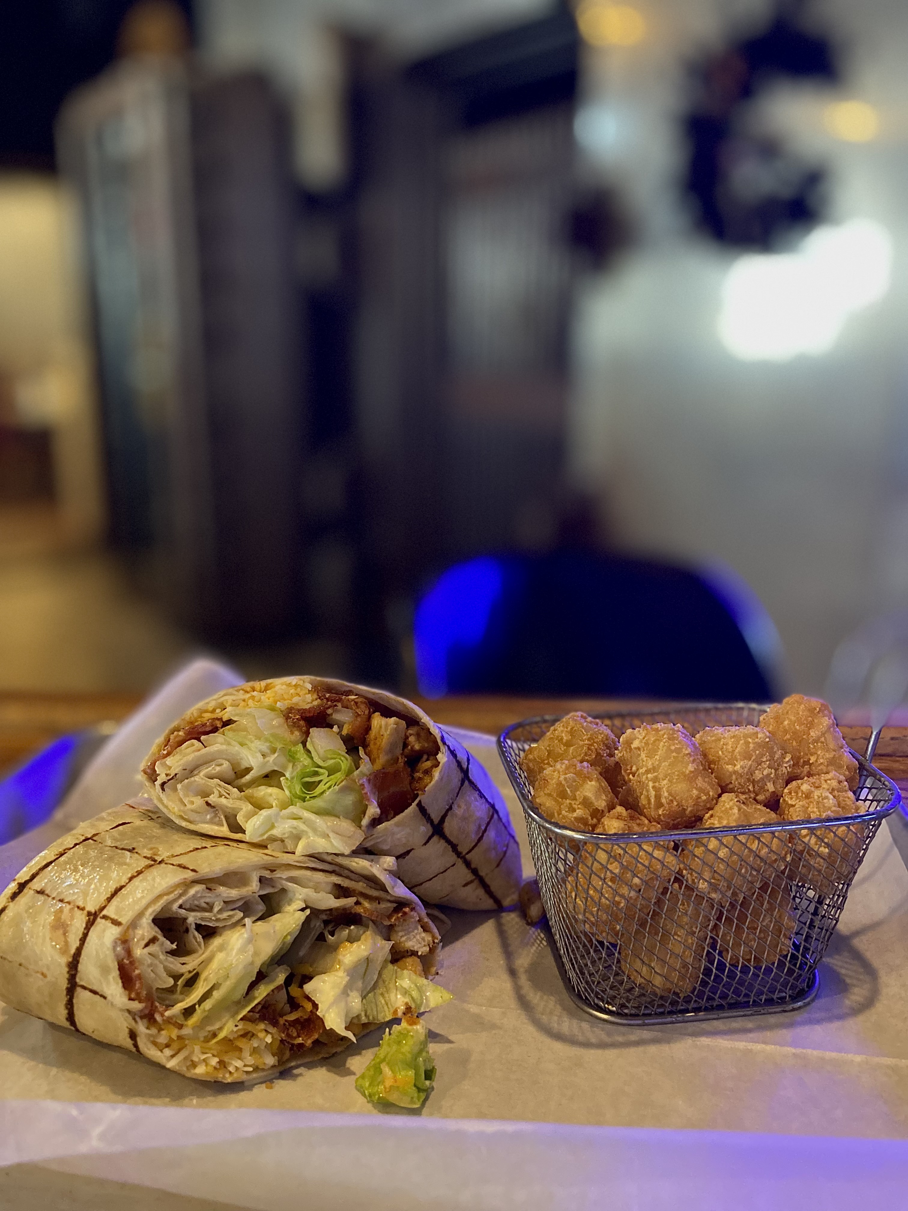 Chicken wrap with tots